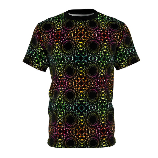 Dimensions Unveiled - Psychedelic T-Shirt with Otherworldly Design, Vibrant Festival Wear, Unique Cosmic Fashion Tee