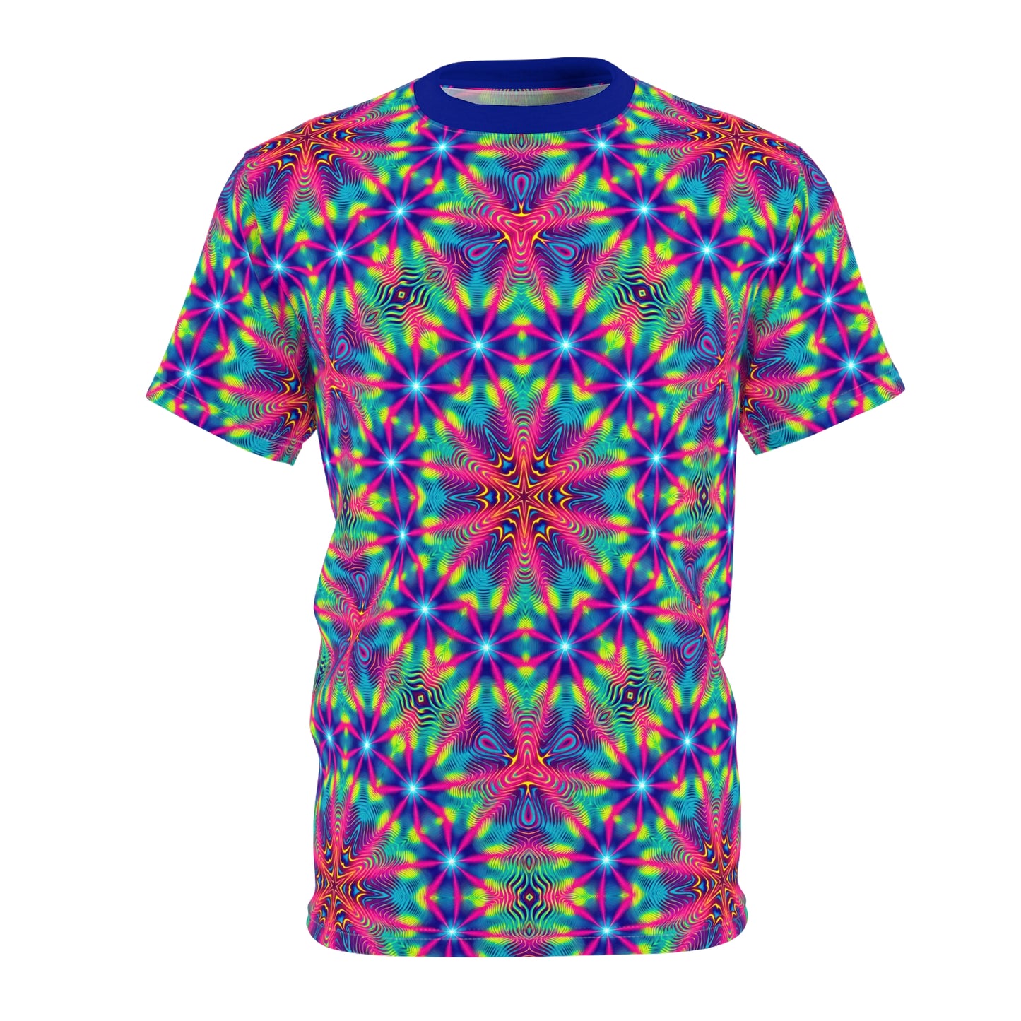 Psychedelic Rippling Stillness T-Shirt - Vibrant Wave Pattern, Trippy Festival Wear, Cosmic Time Ripple Design Tee