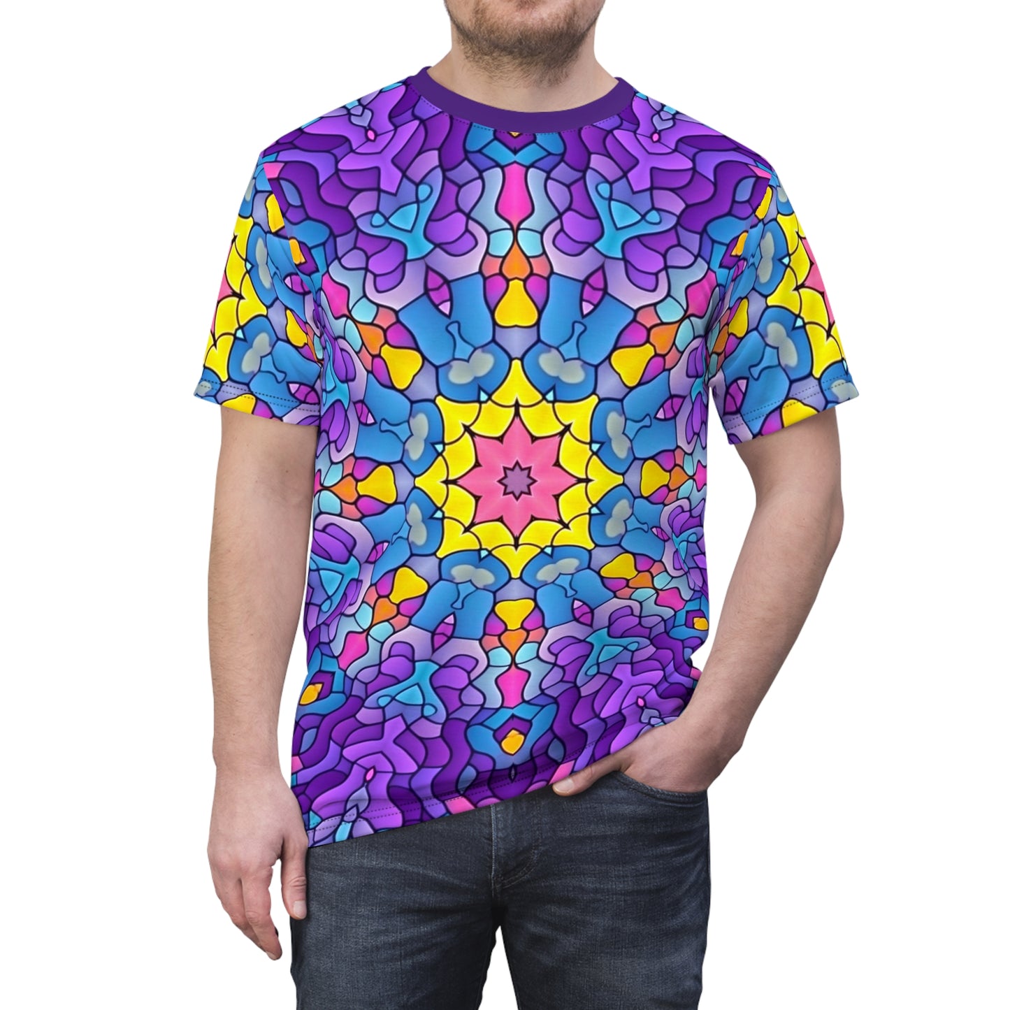 Purple Mystical Starburst Unisex All Over Print T-Shirt