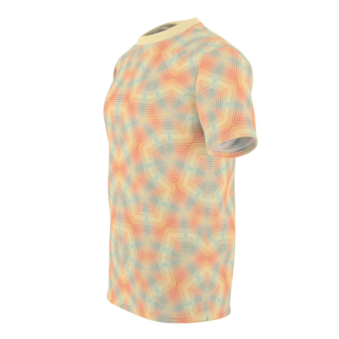 Pastel Penrose Bloom Tee - Geometric Flower Pattern Shirt, Abstract Soccer Ball Flower Design, Unisex All-Over Print T-Shirt