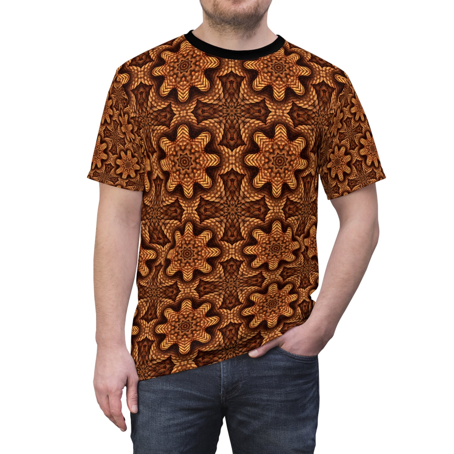 Pine Cone Cross Black Unisex T-Shirt All Over Print