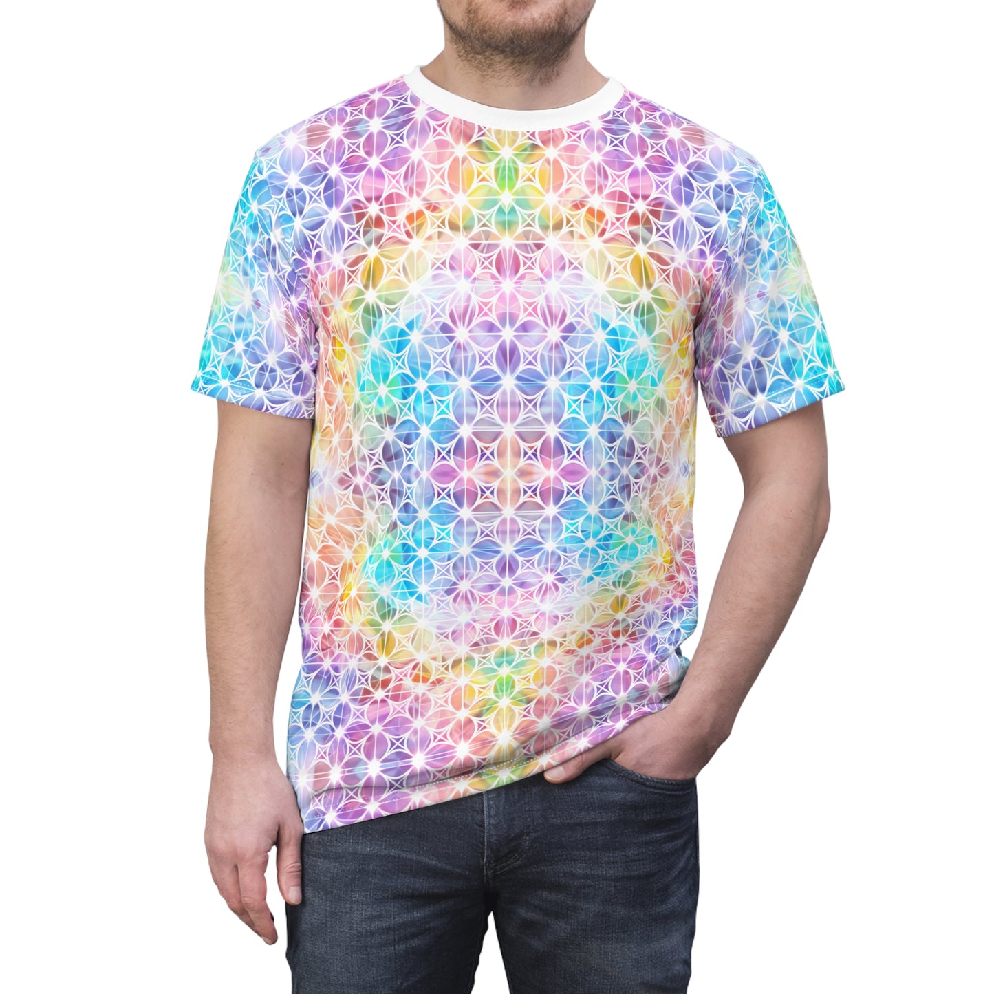 Rainbow Floralchemy Shirt - Vibrant Alchemical Flower Tee, Mystic Spectrum Top, Chakra Petal T-Shirt, Colorful Sacred Geometry Wear