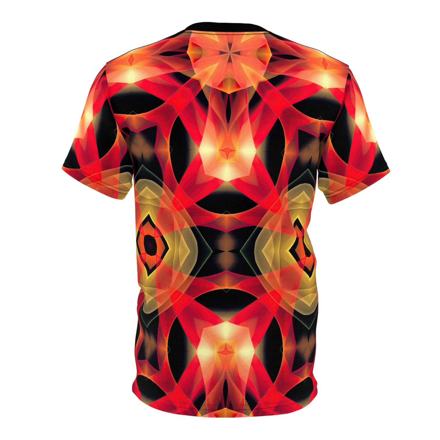 Hellfire Embrace T-Shirt - Psychedelic Flame Design, Demonic Energy Wave Shirt, Unisex All-Over Print T-Shirt