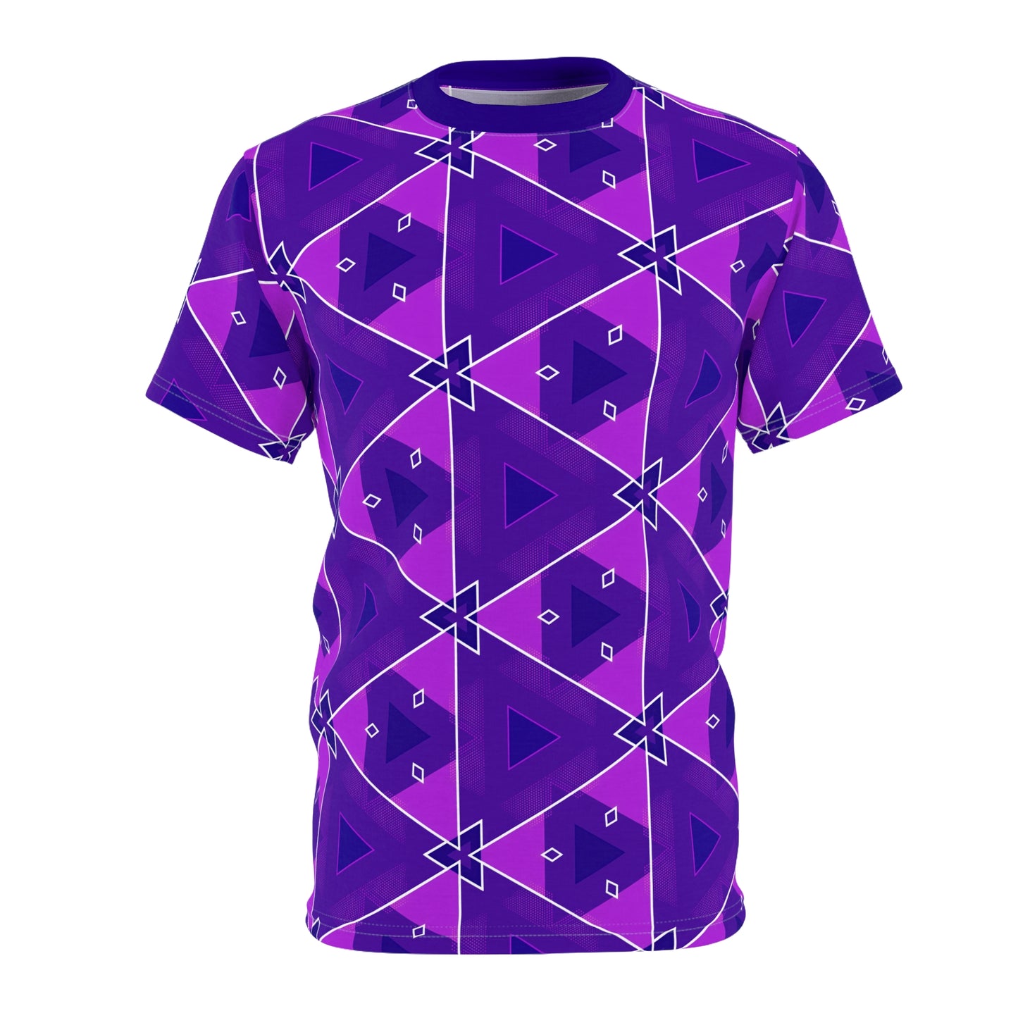 Many Shades of Triangle Psychedelic T-Shirt - Geometric Triangle Pattern, Bold Festival Wear, Vibrant Abstract Design Tee