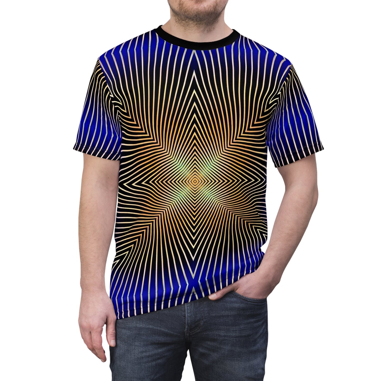 Sonic Echoes T-Shirt: Vibrant Geometric Patterns