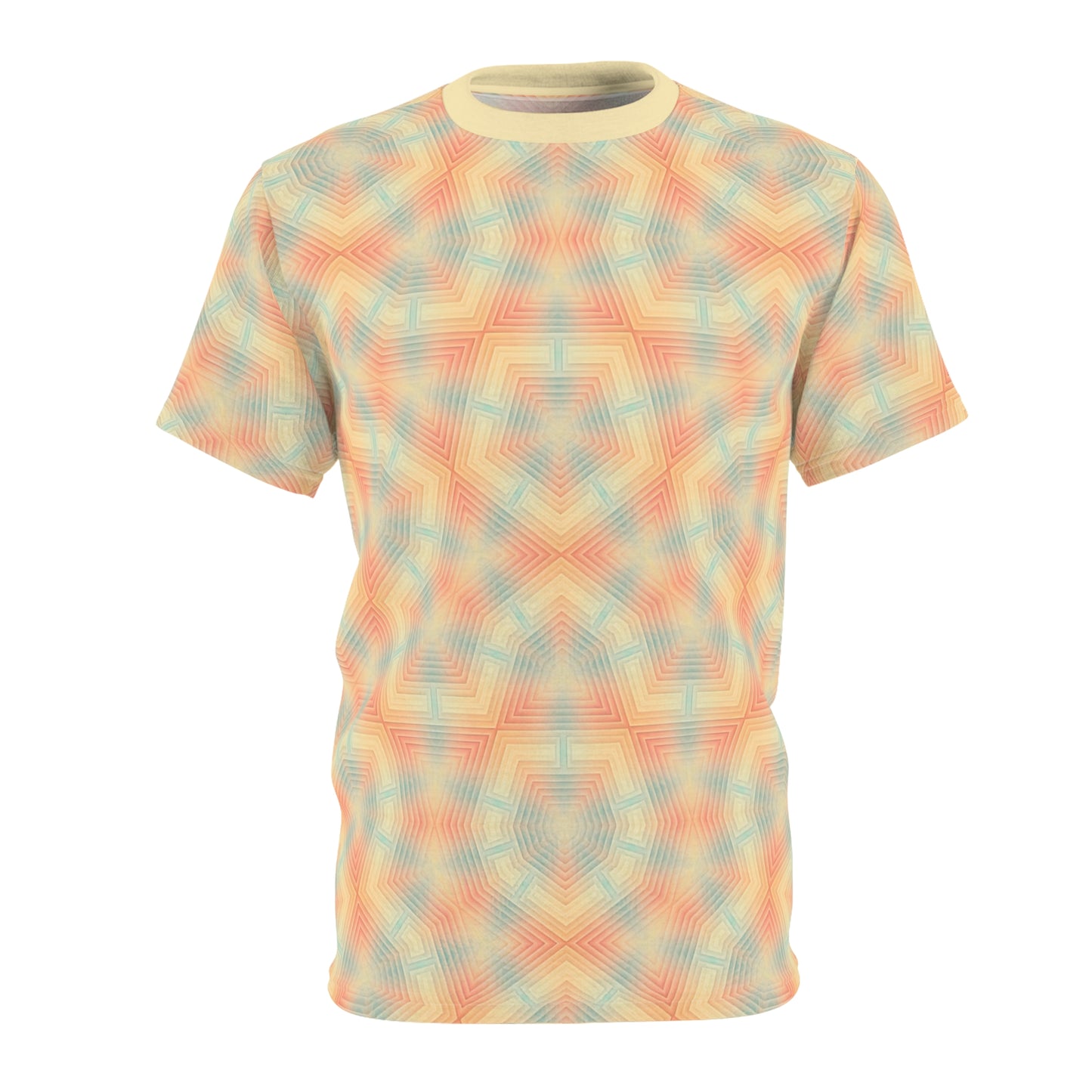 Pastel Penrose Bloom Tee - Geometric Flower Pattern Shirt, Abstract Soccer Ball Flower Design, Unisex All-Over Print T-Shirt