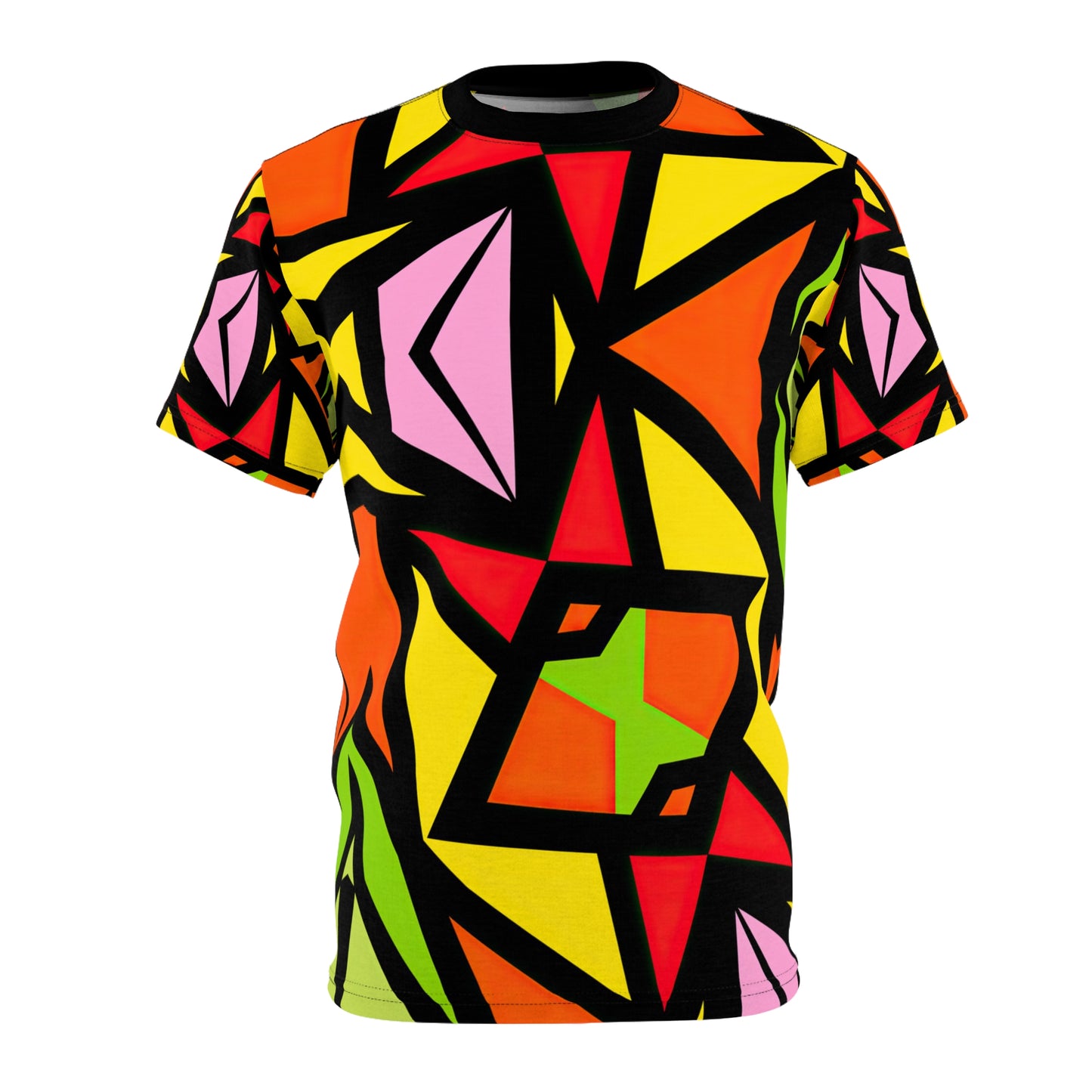 Shattered Comic Shards T-Shirt - Bold Abstract Cartoon Design, Vibrant Pop Art Tee, Eye-Catching Festival Wear