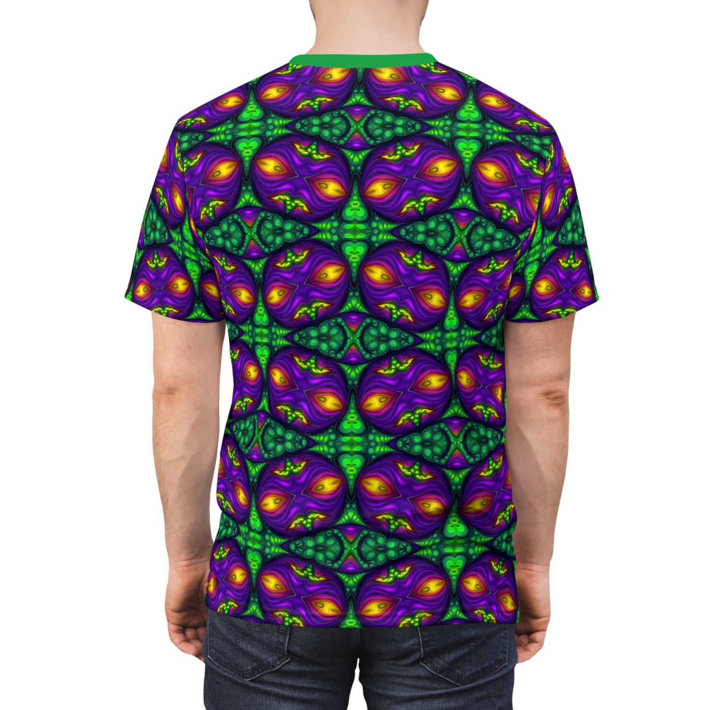 Green Purple Alien Visage Unisex All Over Print Tee