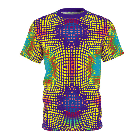 The Point and Zero T-Shirt - Psychedelic Dot Pattern Design, Vibrant Festival Wear, Trippy Geometric Art Tee