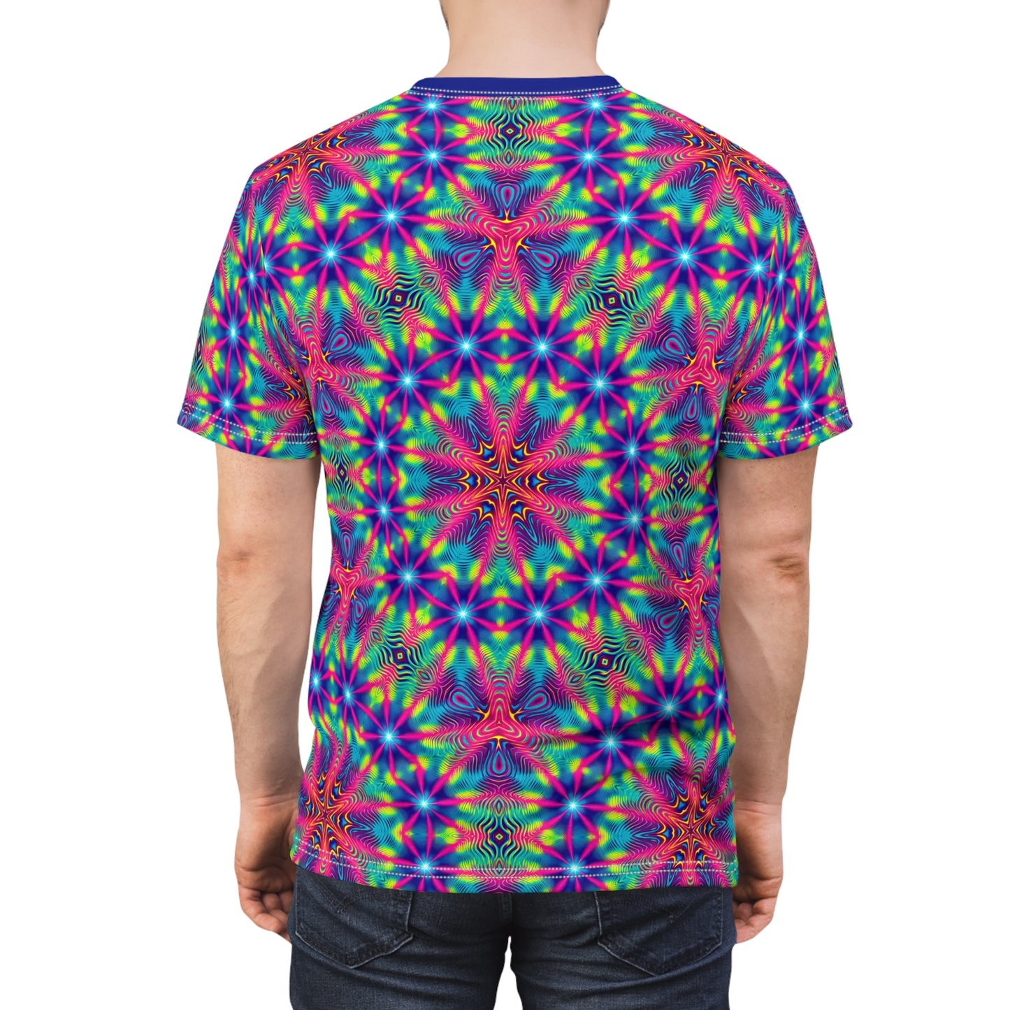 Psychedelic Rippling Stillness T-Shirt - Vibrant Wave Pattern, Trippy Festival Wear, Cosmic Time Ripple Design Tee