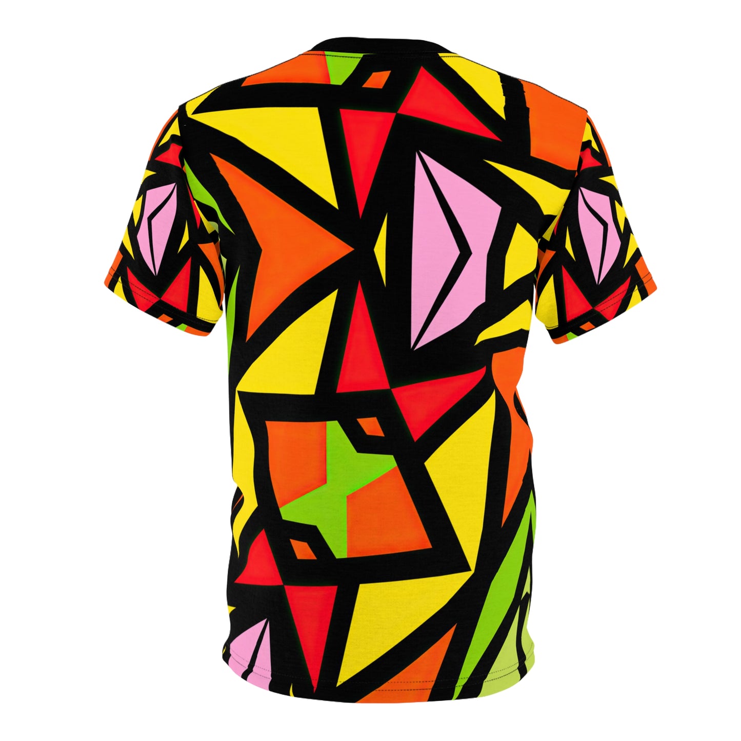 Shattered Comic Shards T-Shirt - Bold Abstract Cartoon Design, Vibrant Pop Art Tee, Eye-Catching Festival Wear