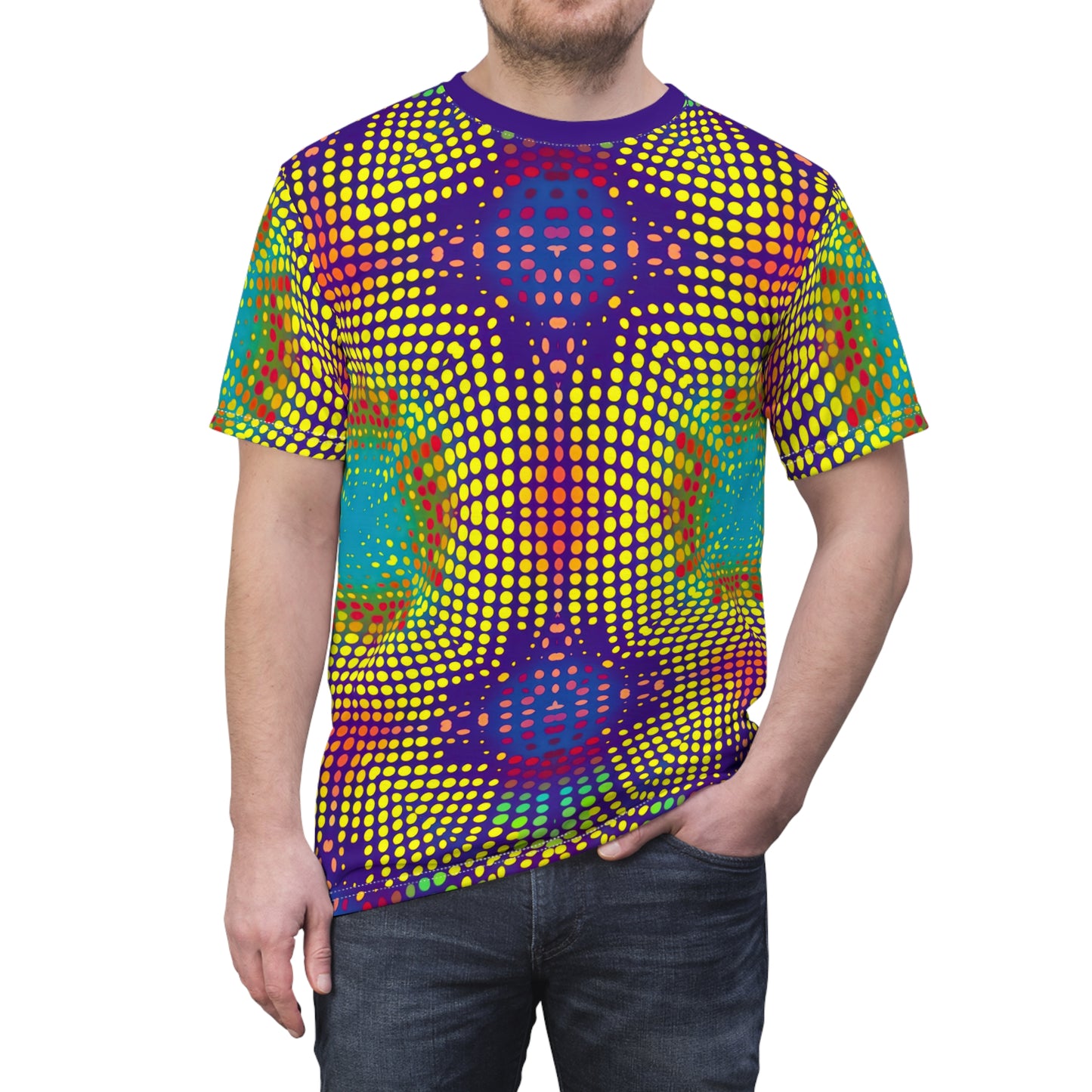 The Point and Zero T-Shirt - Psychedelic Dot Pattern Design, Vibrant Festival Wear, Trippy Geometric Art Tee