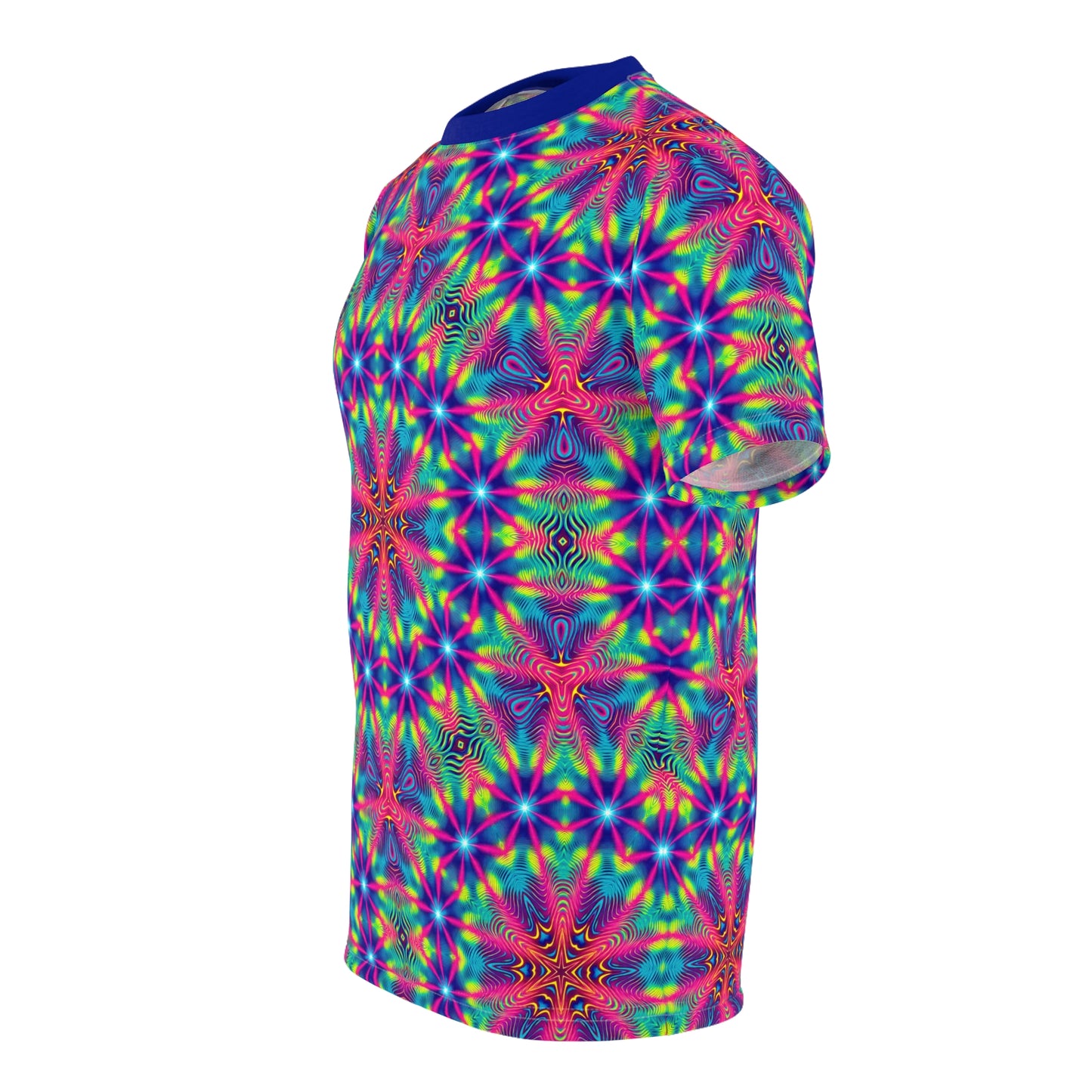 Psychedelic Rippling Stillness T-Shirt - Vibrant Wave Pattern, Trippy Festival Wear, Cosmic Time Ripple Design Tee