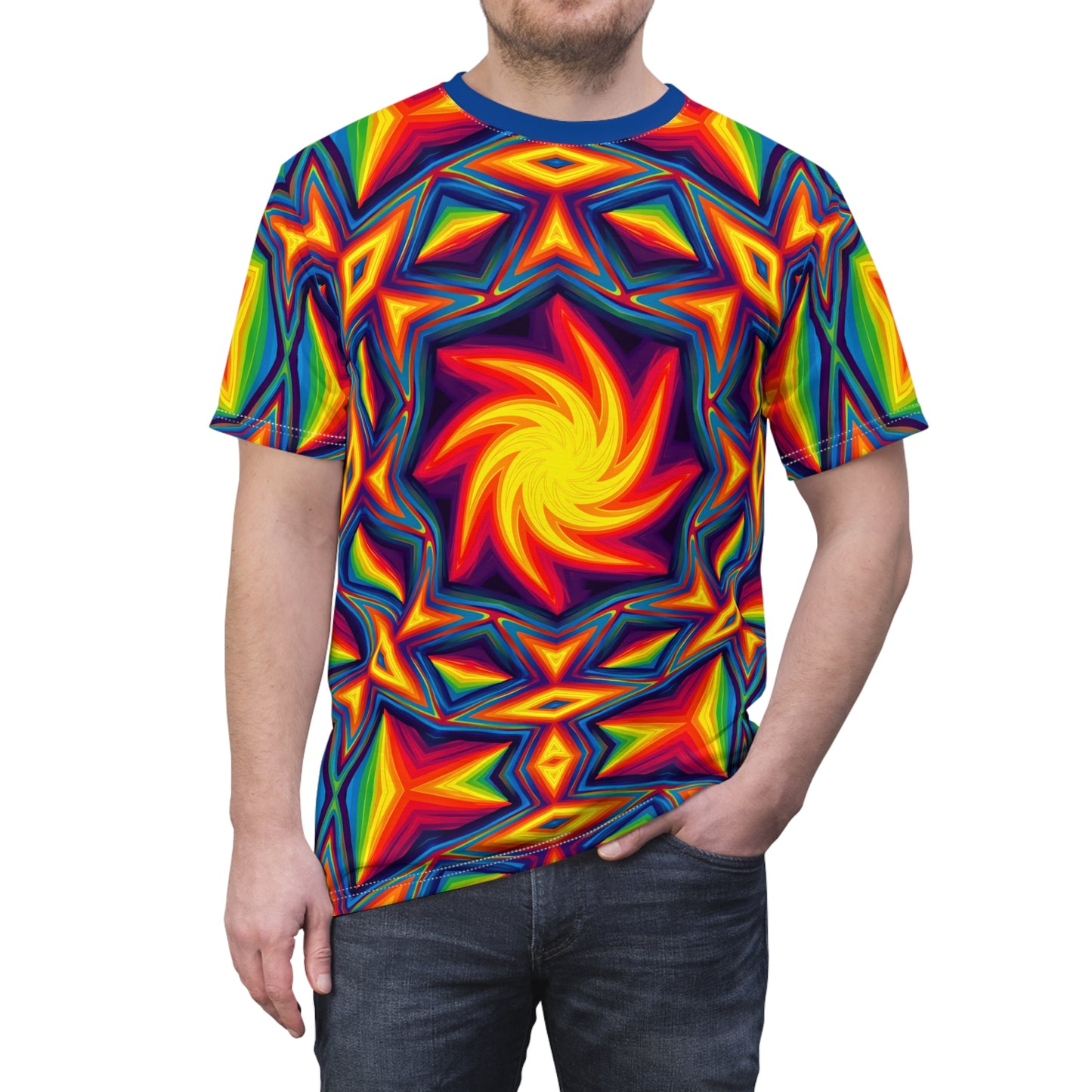 Phosphene Reverie T-Shirt - Psychedelic Swirl Design, Vibrant Festival Wear, Cosmic Geometric Art Tee