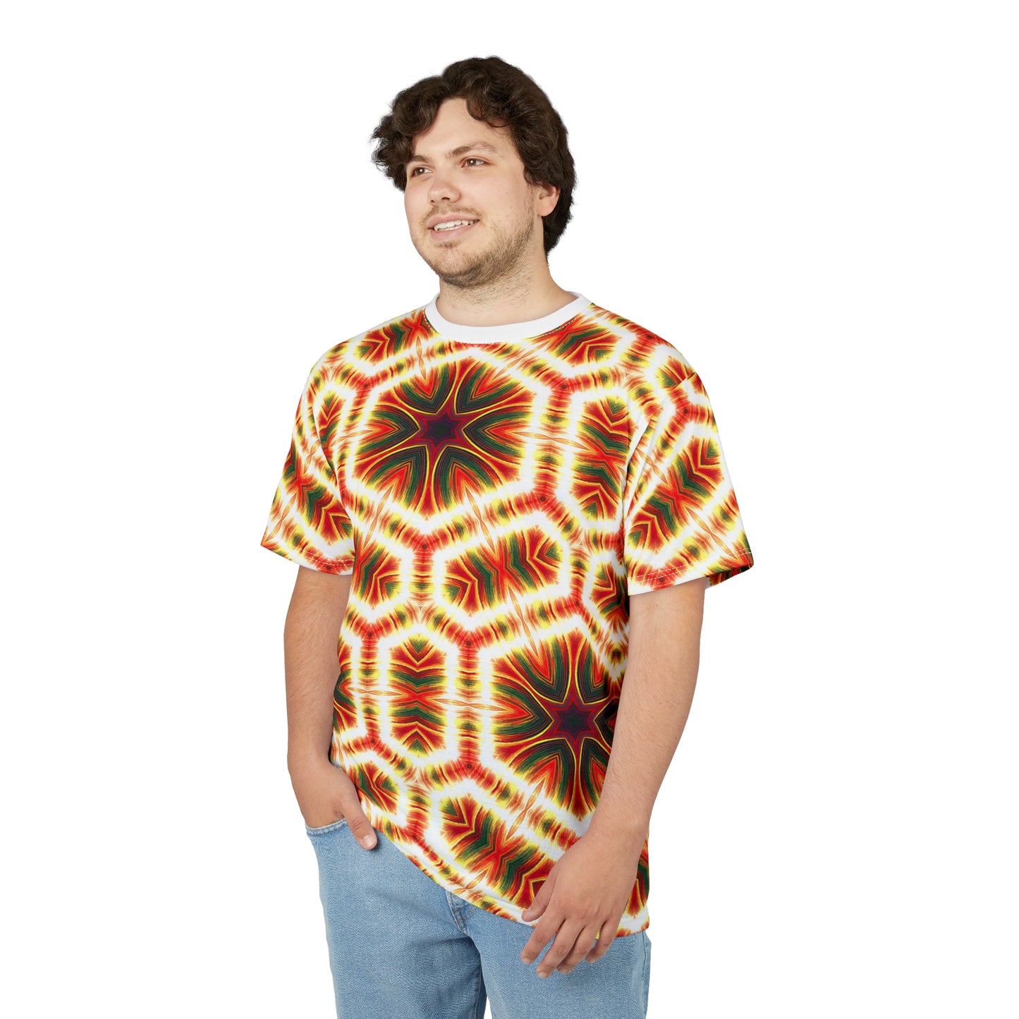 Eternal Ember Tie-Dye Tee - Blazing Festival Wear - Psychedelic All-Over Print - Rave-Ready Unisex Trippy Boho Vibes