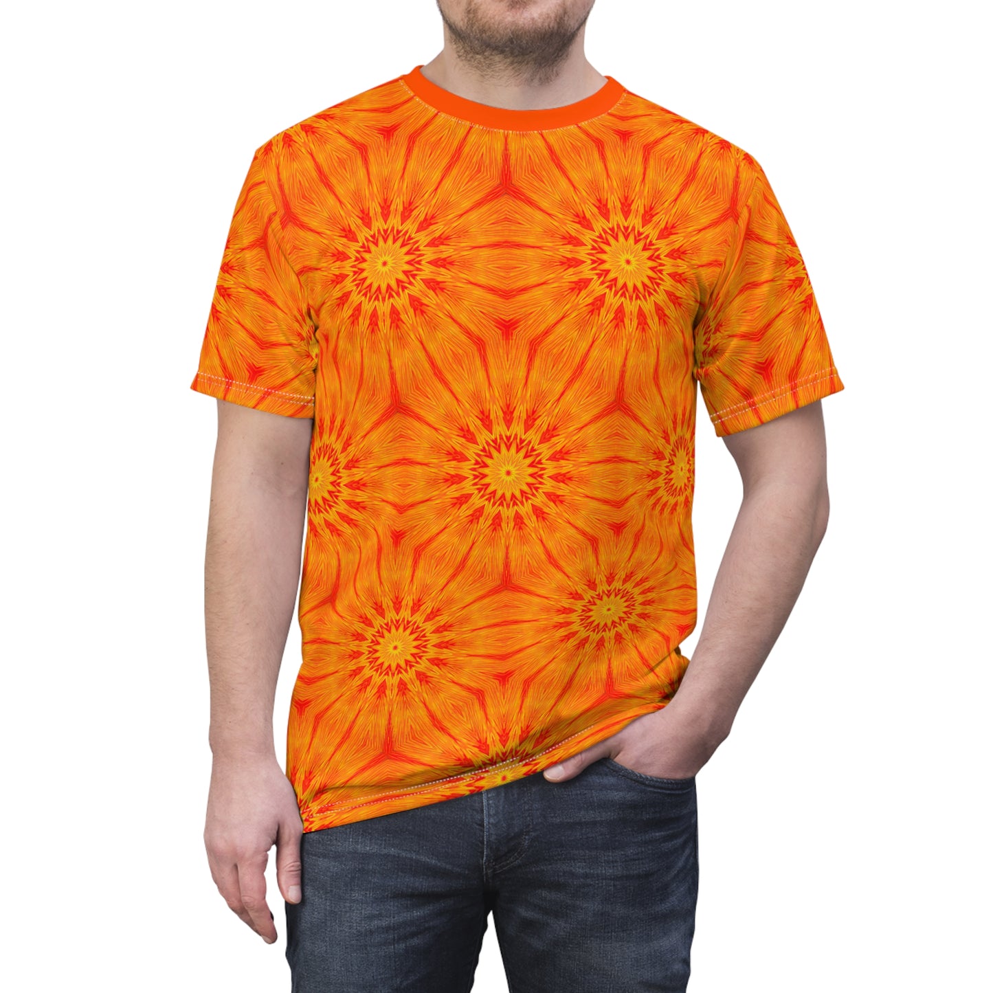 Pixelated Solar Bloom Unisex T-Shirt All Over Print