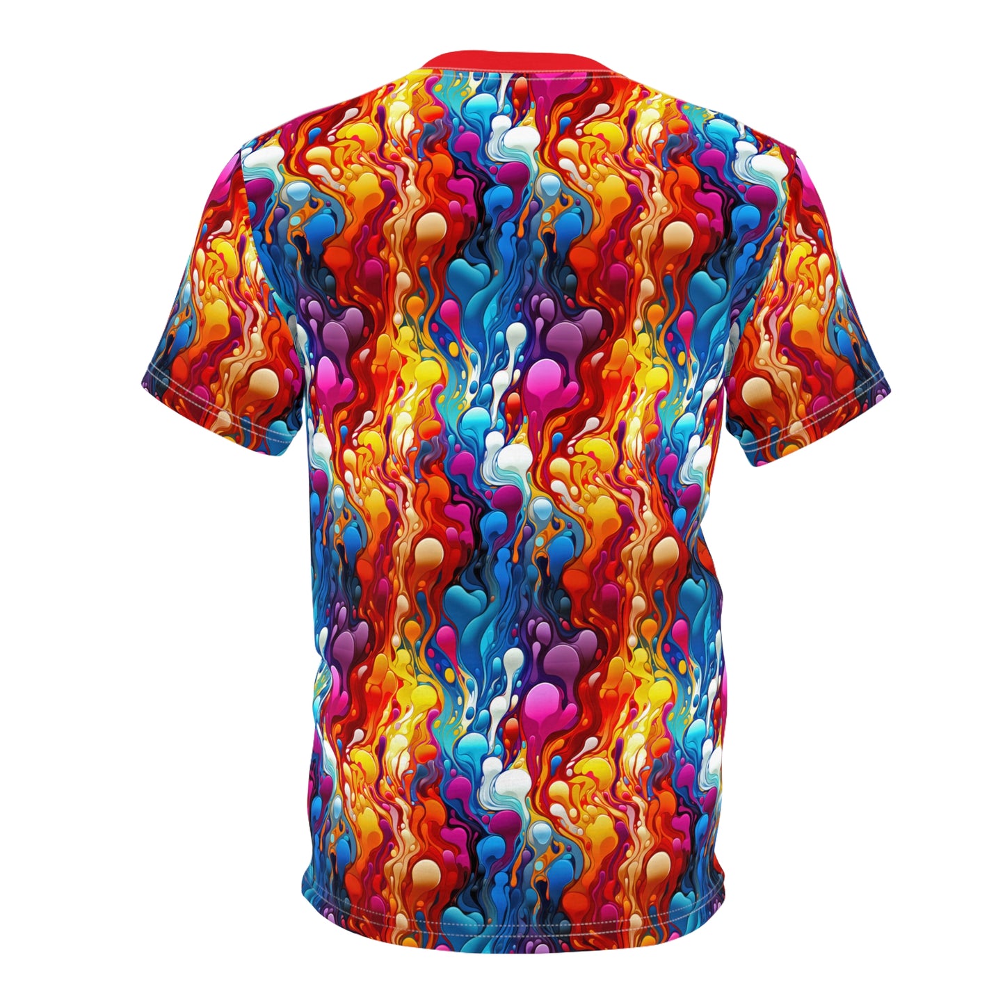 Crimson Cascade Dripping Paint All Over Print T-Shirt