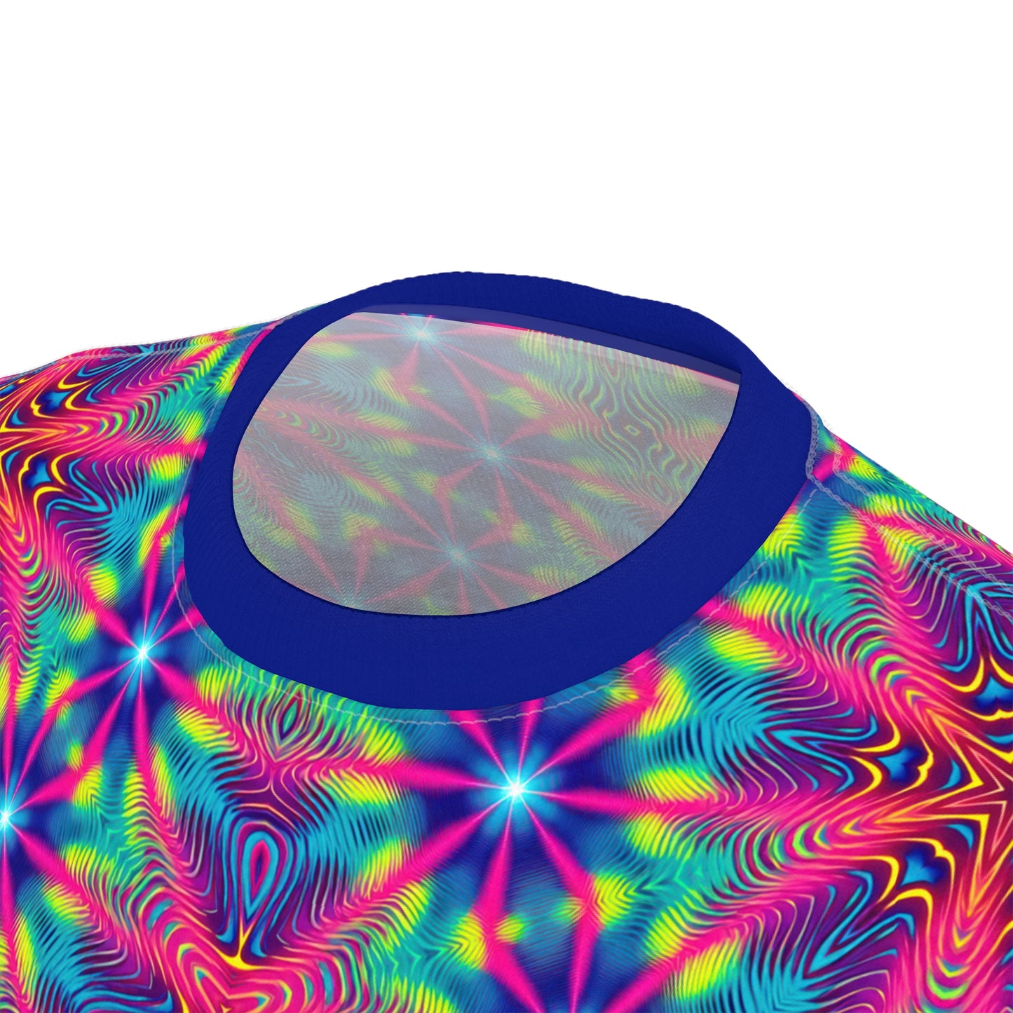 Psychedelic Rippling Stillness T-Shirt - Vibrant Wave Pattern, Trippy Festival Wear, Cosmic Time Ripple Design Tee