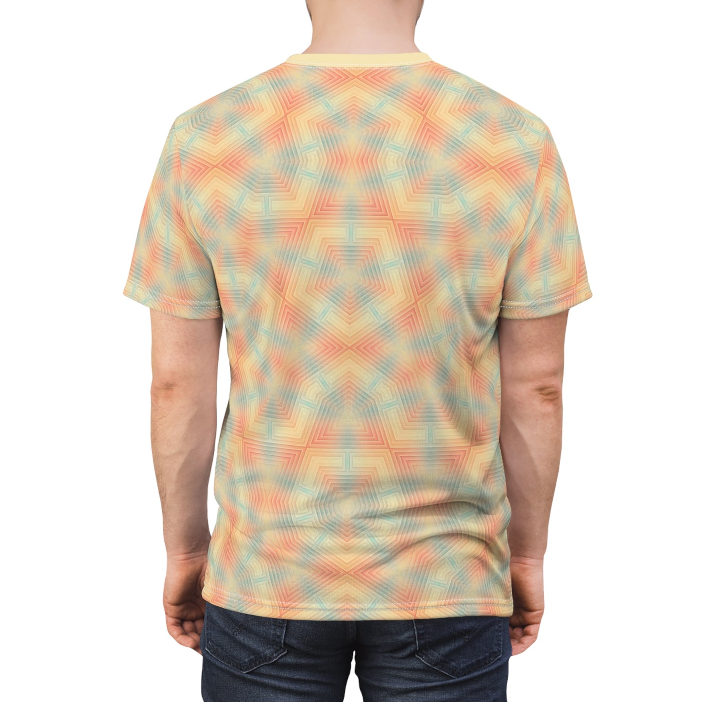 Pastel Penrose Bloom Tee - Geometric Flower Pattern Shirt, Abstract Soccer Ball Flower Design, Unisex All-Over Print T-Shirt