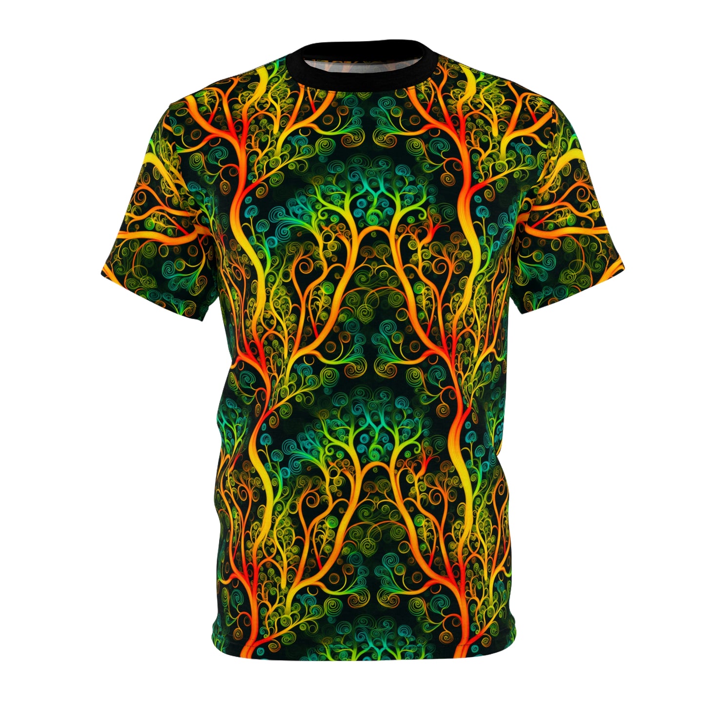 Glowing Spiral Tree Unisex Cut & Sew T-Shirt