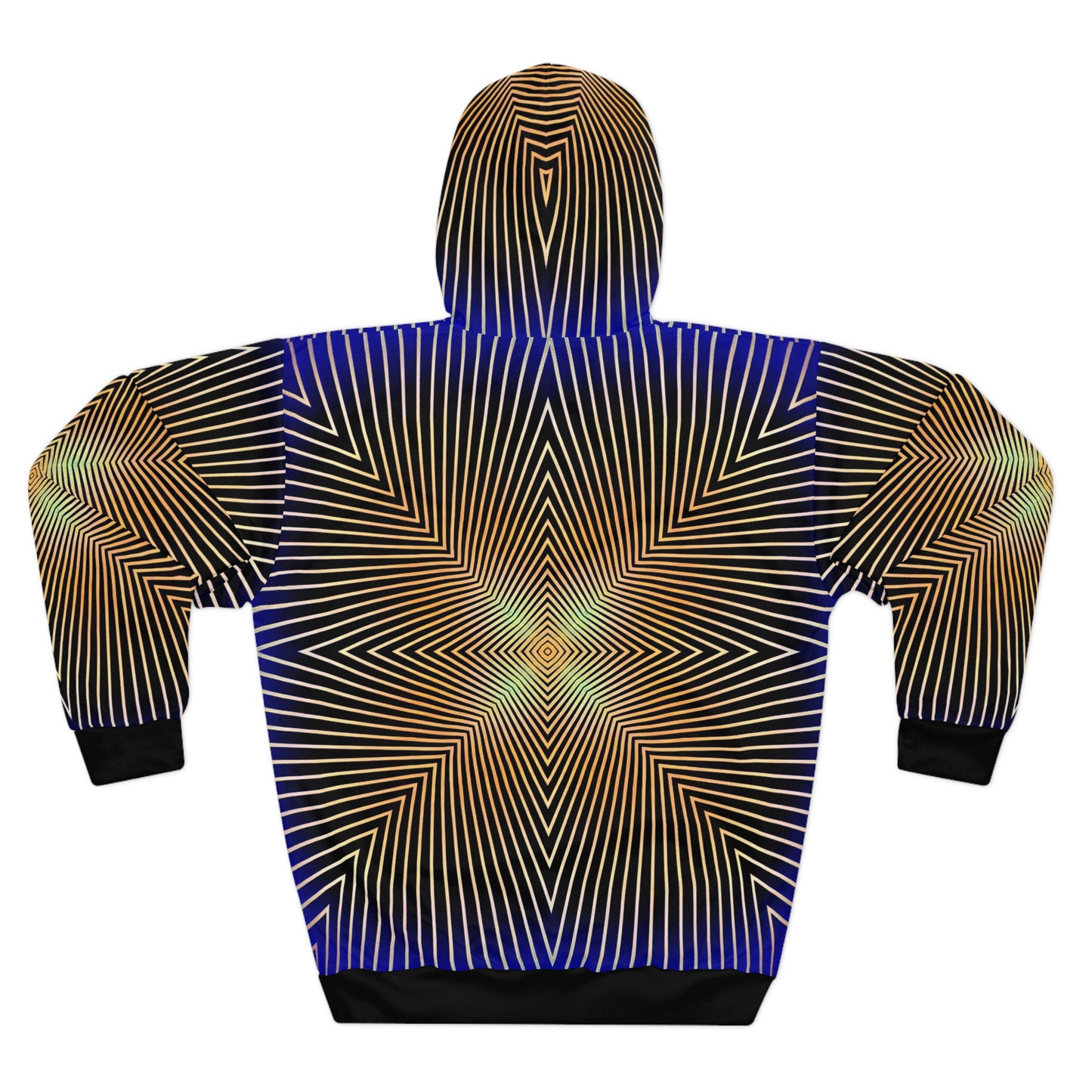 Sonic Echoes Pullover Hoodie: Vibrant Geometric Patterns