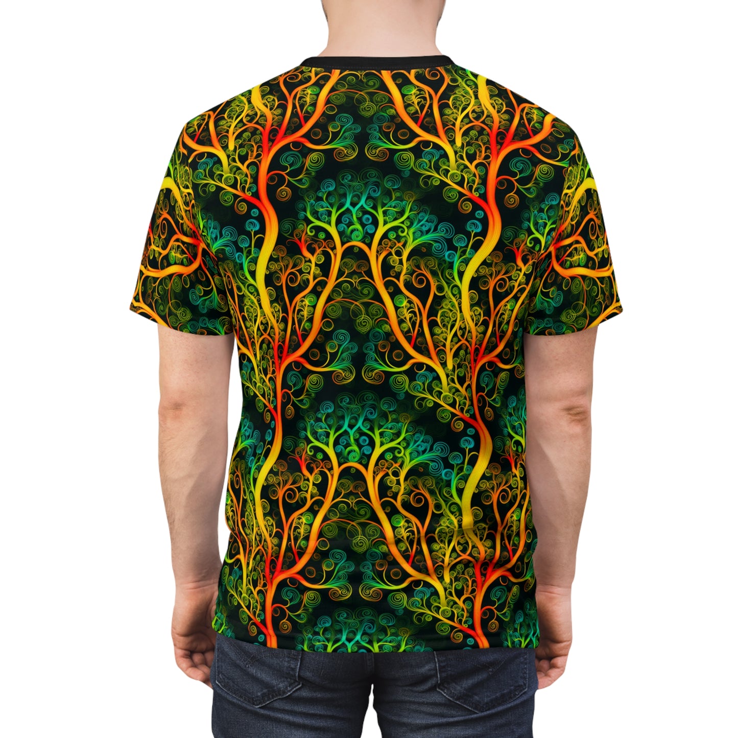 Glowing Spiral Tree Unisex Cut & Sew T-Shirt