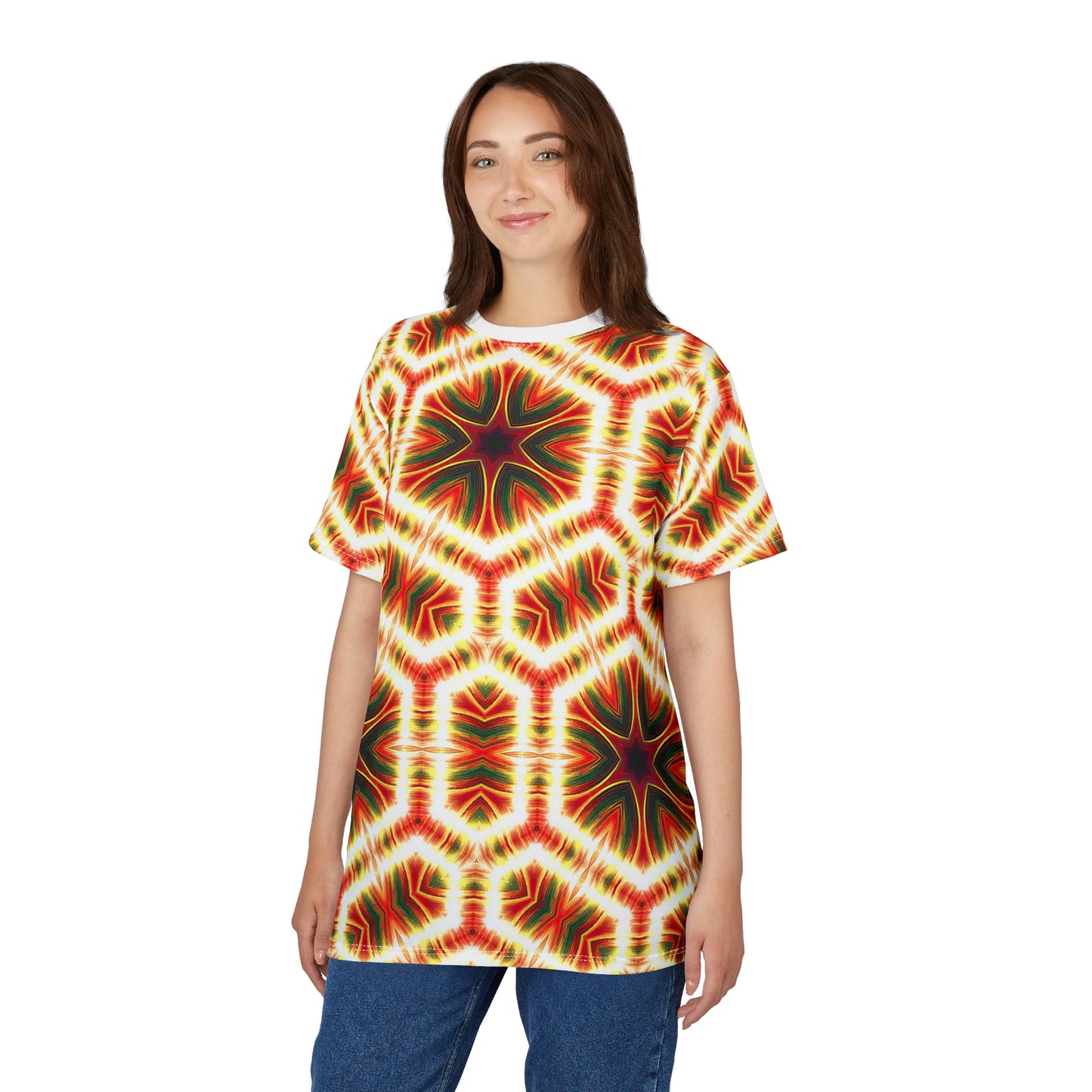 Eternal Ember Tie-Dye Tee - Blazing Festival Wear - Psychedelic All-Over Print - Rave-Ready Unisex Trippy Boho Vibes