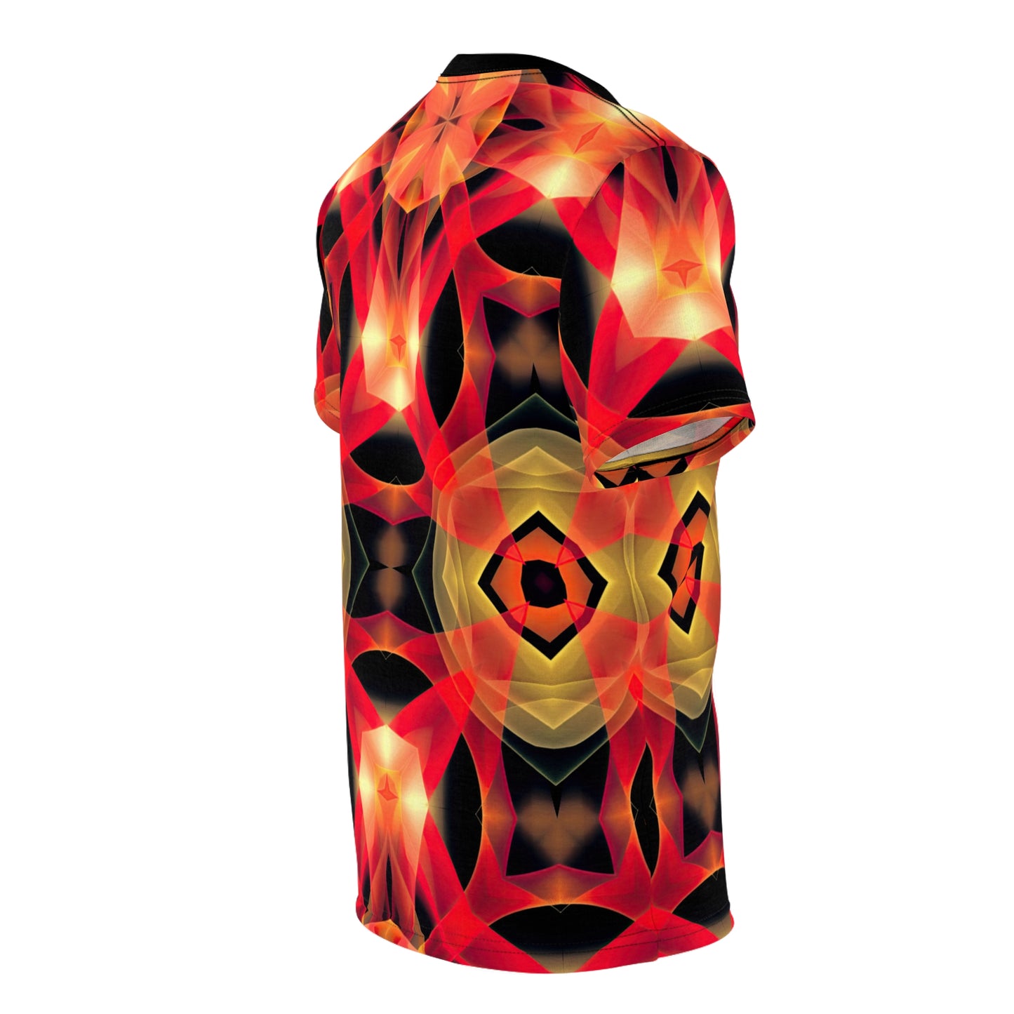 Hellfire Embrace T-Shirt - Psychedelic Flame Design, Demonic Energy Wave Shirt, Unisex All-Over Print T-Shirt